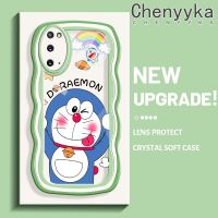 Chenyyka เคสสำหรับ Samsung Galaxy S20 FE S20 Plus Ultra S20 เคสการ์ตูนโดราเอมอนน่ารักใหม่ มาการอนคลื่นกันกระแทกแบบใสเคสมือถือนิ่มเคสโปร่งใสกล้องถ่ายรูปสุดสร้างสรรค์เคสป้องกันซิลิกาเจล