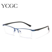 Half Frame Men Business Finished Myopia Glasses Metal Retro Anti Blue Light Myopia Eyewear Frame Women Diopter 0 1.0 6.0