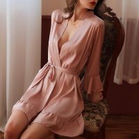 【LZ】☽™㍿  Camisola Negligee para mulheres camisola sexy roupão Lady Kimono vestido de verão