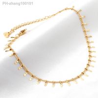 Simple Gold Color Stainless Steel Anklets Bracelets Women Tassel Starfish Leg Chain Heart Tag Foot Jewelry Summer Accessories