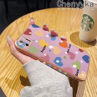 เคส Chenyyyka สำหรับ Realme C11เคส2020การ์ตูนสีหัวใจความรักขอบสี่เหลี่ยมเคสมือถือดีไซน์ใหม่บางลายชุบเคสฝาปิดเลนส์เต็มกล้องป้องกัน Softcase กันกระแทก