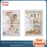 LMFIUA STORE สติกเกอร์กระดาษอิชิวินเทจหลากสีสติ๊กเกอร์ตกแต่งผนัง Stiker Journal DIY