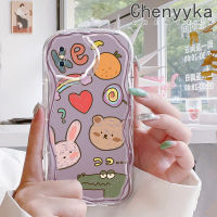 เคส Chenyyka สำหรับ iPhone X Xs Xr Xs Max เคสการ์ตูนหมีจระเข้ลวดลายคลื่นเนื้อครีมกันกระแทกแบบใสนิ่มเคสมือถือโปร่งใสลายกล้องถ่ายรูปที่สร้างสรรค์เคสซิลิกาเจลฝาครอบป้องกัน