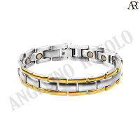 ANGELINO RUFOLO Healthy Magnetic Bracelet ดีไซน์ Two-Tone Chain สร้อยข้อมือแม่เหล็ก Stainless Steel 316L(สแตนเลส) สีเงิน-ทอง