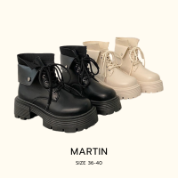 สินค้าพร้อมส่ง รุ่น Martin รองเท้าบูท เสริมส้น 6 cm รองเท้าบูทสีเบจ รองเท้าบูทสีดำ