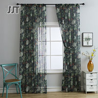 JJT ม่าน การคัดกรองหน้าต่าง curtain window screening ผ้าม่านสไตล์อเมริกัน ผ้าฝ้ายลินินพิมพ์ลาย ม่านเล็ก ผ้าม่านปิดทึบครึ่งหนึ่ง