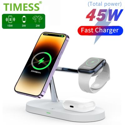 3 in 1 Macsafe Wireless Charger For iPhone 12 13 14 pro max QI fast Charging Station for Apple Watch 8 7 6 5 Airpods 2 3 Pro