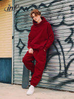 อัตราเงินเฟ้อ Unisex Hoodies ขนาดใหญ่และ Jogger ชุด2022ฤดูหนาวหนา Polar Fleece เรียงราย Heavyweight Tracksuit Men Jogging Suit