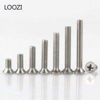 10/50pcs M1.2 M1.4 M1.6 M2 M2.5 M3 M3.5 M4 M5 M6 A2 304 Stainless steel Cross Phillips Flat Countersunk Head Machine Screw Bolts Nails  Screws Fastene