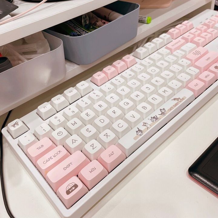 136-keys-xda-profile-keycaps-pbt-dye-sub-cute-cat-theme-pink-keycap-for-cherry-mx-switch-gmmk-pro-gaming-mechanical-keyboard