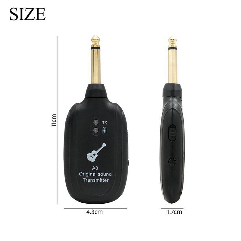 A8 Guitar Wireless System Transmitter Receiver Builtin Rechargeable