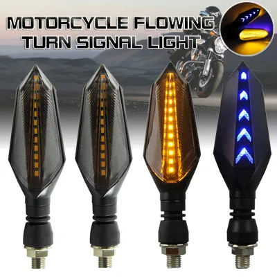 SUHU 4Pcs Motorcycle 12 LED Flowing Turn Signal Light Indicator Blinker Lamp AmberBlue 12V Motorcycle Flashing Signal Lights