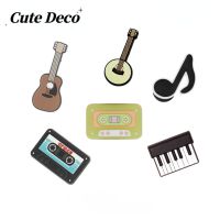 【Cute Deco】Cartoon Guitar (5 Types) Ukri / Black Tape / Piano Keys / Charm Button Deco/ Cute Jibbitz Croc Shoes / Charm Resin Material for Shoe Accessories