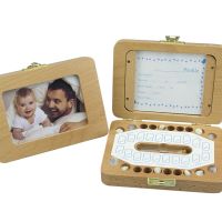 Baby Tooth Box Wooden Dental House Children Baby Teeth Drop Box hoto Frame Teeth Hair Storage Container Holder Saver Memorial Box with Various Accessories[12][New Arrival]