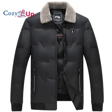 Mens faux fur puffer on sale jacket