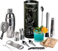 Mixology &amp; Craft Mixology Bartender Kit: 14-Piece Cocktail Shaker Set - Bar Tool Set For Home and Professional Bartending - Martini Shaker Set with Drink Mixing Bar Tools - Exclusive Cocktail Picks and Recipes Bonus