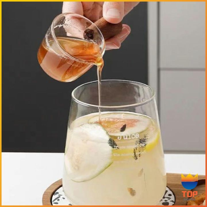 top-ถ้วยซอสแก้วใสทรงเหยือก-มีด้ามไม้จับ-ทนความร้อน-ใส่น้ำผึ้ง-ใส่ซอสสลัด-สไตล์ญี่ปุ่น-saucer-for-seasoning