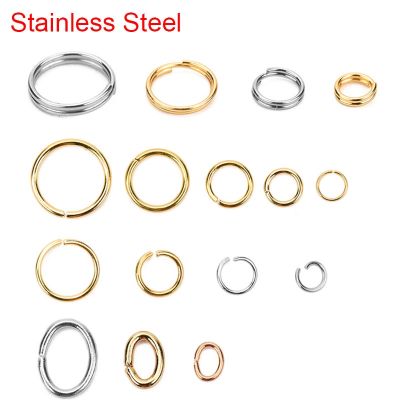 100pcs Stainless Steel Open Jump Rings 4 5 6 8 10 mm Round Oval Spilt Rings Connectors For DIy Necklace Bracelet Jewelry Making