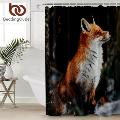 BeddingOutlet Fox Bathroom Curtain 3D Print Bath Curtain With Hooks Wildlife Animal Floral Tribal Shower Curtain Dropship New