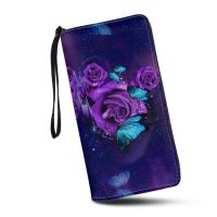 Nopersonality Gothic Rose Card Holder Women Pu Leather Coin Purse Designer Luxury Clutch Wallets For Girls Long Passport Covers