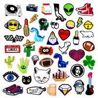 Dinosaur Eye Cat Heart Shoes Patches Embroidery For T-Shirt Iron On Appliques Clothes Jeans Stickers Badges Lightning Hand Beer  Furniture Protectors