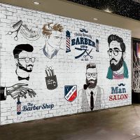 Custom Man Salon Wall Paper 3D Retro Barber Shop Hair Salon Background Mural Wallpaper 3D Industrial Decor Papel De Parede 3D