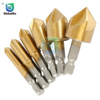 6Pcs Countersink เจาะชุดบิต14 Hex Shank HSS 5ขลุ่ย Countersink 90องศาไม้ Chamfering Cutter Chamfer 6มม.-19มม.