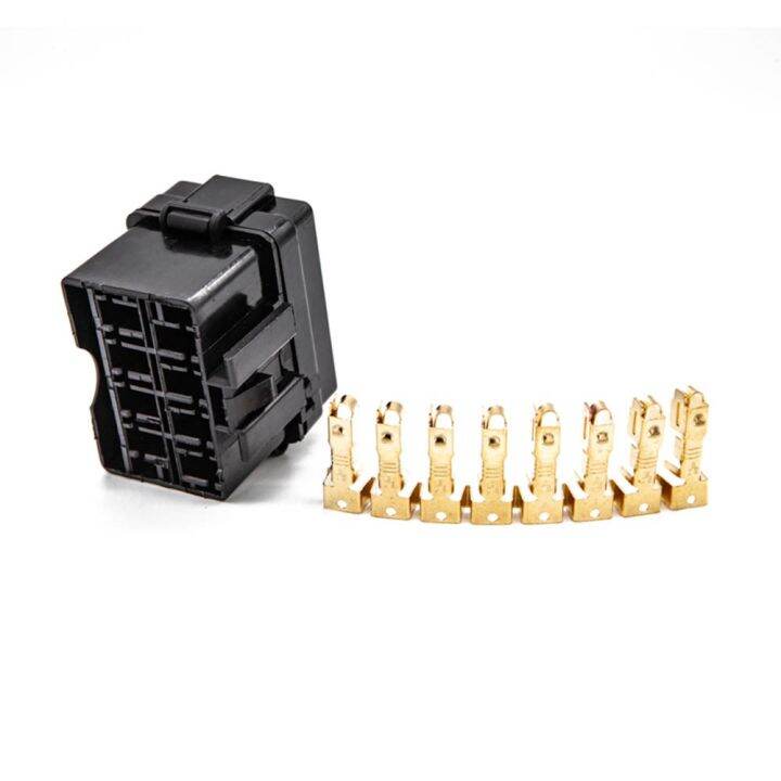 4-way-black-car-medium-relay-fuse-box-assembly-with-8pcs-gold-terminals-car-insurance-holder