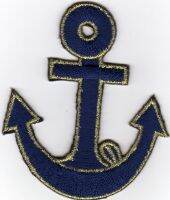 iron on patch Embroidery Anchor Sailing Sailor 6.5x5.5 cm ใบหน้าที่ยิ้ม สมอเรือ ตัวรีด เย็บติดผ้าประเทศไทย โลโก้ปัก มีกาวสำหรับรีด ตกแต่งเสื้อผ้า