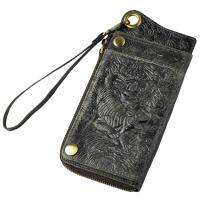 Fashion Male Organizer Leather Design Animal Emboss Checkbook Iron Chain Zipper Pocket Wallet Purse Clutch Handbag Men ck001-1