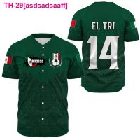 asdsadsaaff Homens Camisa de Beisebol Estampado 3D Unisex Harajuku Beisebol Manga Curta Esportes Mundial México Lazer Verão