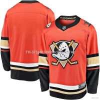 ❄✗☽ g40349011chao 037A Bhs NHL เสื้อกีฬาแขนยาว ลาย Anaheim Ducks Jersey Orange Hockey พลัสไซซ์