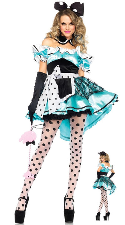 ฮาโลวีนอลิซ-cosplay-oktoberfest-party-lolita-polk-point-bow-maid-clothing-ขายตรง