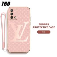 YBD LV ซิลิกาเคสโทรศัพท์เจลพร้อมสายคล้องสำหรับ OPPO A74 4G Reno 6 Lite 4G A95 4G F19 F19S 4G เคสบางพิเศษพร้อมป้องกันเลนส์