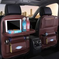 [NEW] Car Seat Back Organizer Pu Leather Pad Bag Car Storage Organizer Foldable Table Tray Travel Storage Bag Auto Accessories