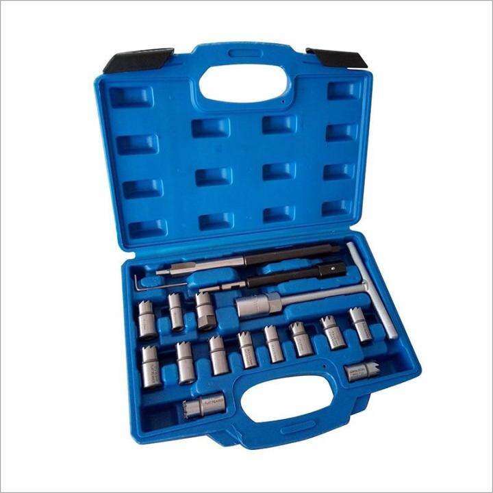17PC Diesel Injector Seal kit Cutter CDI Special Tools Injector Seat Injector Cleaning Tool