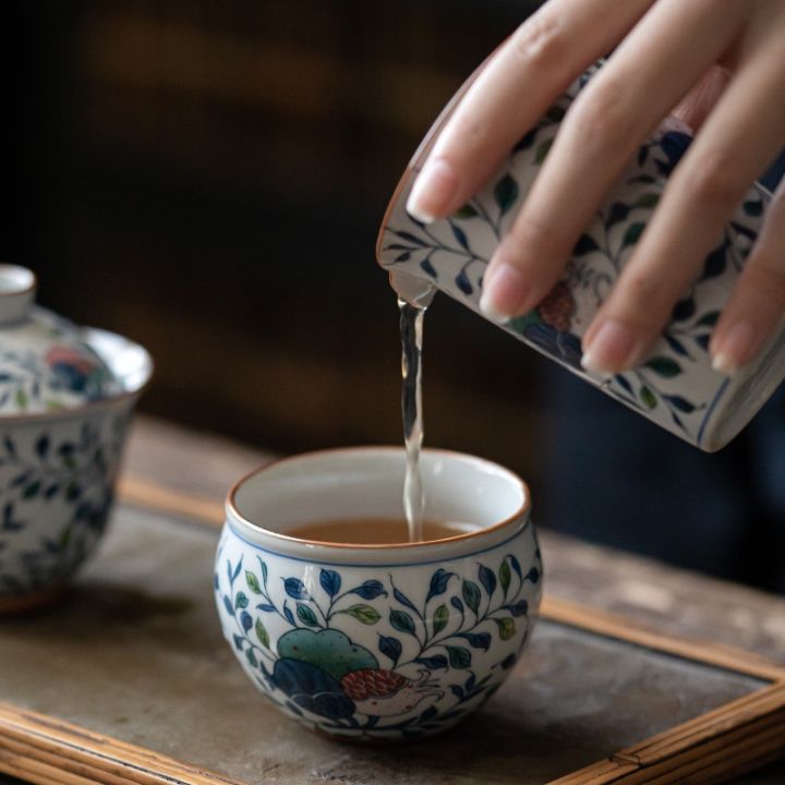 high-end-cups-เถาวินเทจดอกไม้ถ้วยชาเซรามิกถ้วยกาแฟโบราณที่สวยงามทับทิมถ้วยน้ำชา-t-eaware-ถ้วยชา