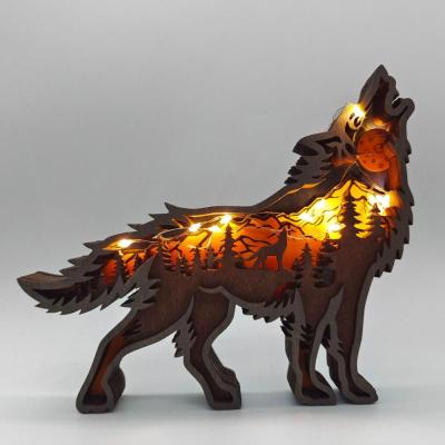 Wooden Wolf Totem Decorative Wooden Christmas Jewelry Perfect Gift Idea For Bedroom Living Room Decor Animal Model Art Ornament