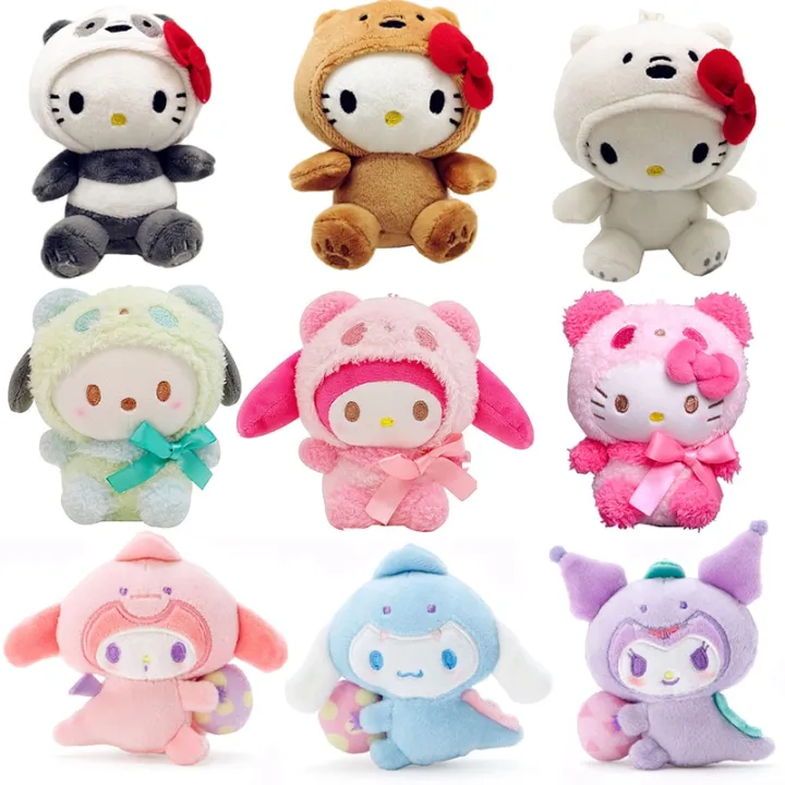 10Cm Kawaii Sanrio Plush Anime Hello Kittys Cute Beauty Cos Brown Bear