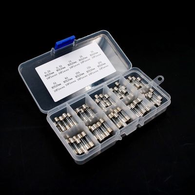 【YF】 100Pcs Set 5x20mm Quick Blow Glass Tube Fuse Assorted Kits Fast-blow Fuses 0.2A 0.5A 1A 2A 3A 5A 8A 10A 15A 20A 30A Box