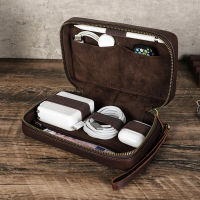 Cables Container Travel Bag For Cable Clip Portable Storage Bag Storage Bag Genuine Leather Storage Bag