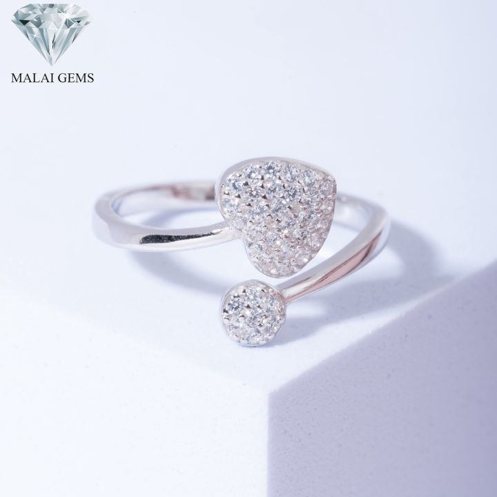 malai-gems-แหวนเพชร-แหวนเพชรหัวใจ-เงินแท้-925-เคลือบทองคำขาว-ประดับเพชรสวิส-cz-รุ่น-151-40r0021-แถมกล่อง-แหวนเงินแท้