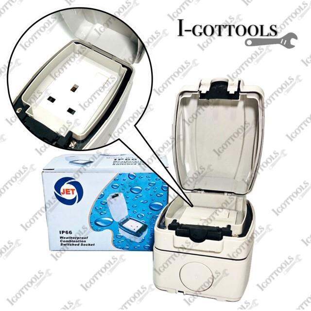 JET 13A IP66 WEATHERPROOF Single One Gang SWITCH SOCKET (GREY) Lazada