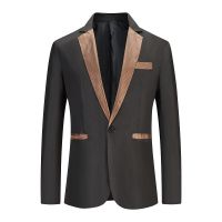 ZZOOI Luxury Black Patchwork Peaked Lapel Suit Jacket Men 2023 Brand One Button Tuxedo Blazer Men Wedding Dinner Prom Party Costume