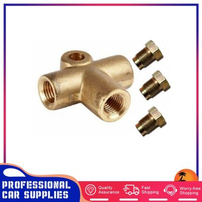۩ Car 3 Way T Piece Brake Pipe Connector With 3xM10 Male Nut Short Metric Copper Car Accessories Brake Hoses For 3/16 quot; Pipe