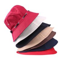 Solid Adjustable Bucket Hats Men Women Summer Foldable Sun Fisherman Hat with Rope Outdoor Sunscreen Panama Fishing Sun Caps2023