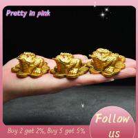 PRETTY IN PINK 1 2Pcs เรซิน เงินคางคก ของขวัญนำโชค ฟอร์จูนเดอร์ เหรียญกบสีทอง Feng Shui นำ ทอง/ทองแดง กบงานฝีมือ เครื่องประดับบนโต๊ะ