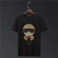 2021 New Spring Style Shinning Hot Drilling T-Shirt Cotton Oversized Rhinestone Top Tee High Quality Black White Color Clothes