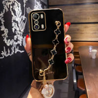 COROGI สำหรับ Infinix Zero 5G 2022 Zero 5G 2023 Zero X Zero เคส Neo Zero X Pro พร้อม Clover Lucky Clover Wristband กำไลข้อมือ6D ชุบเคสมือถือขอบสี่เหลี่ยมกันชนฝาหลังแบบนิ่ม