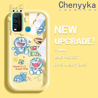 เคส Chenyyka สำหรับ VIVO Y30 Y30i Y50เคสการ์ตูนโดราเอมอนมอนมอนน้อยมอนสเตอร์ตัวน้อยมีรูปแบบเคสนิ่มทนต่อการเสียดสีเคสโทรศัพท์โปร่งใสฝาครอบป้องกันเลนส์กล้องถ่ายรูปเจลซิลิก้า